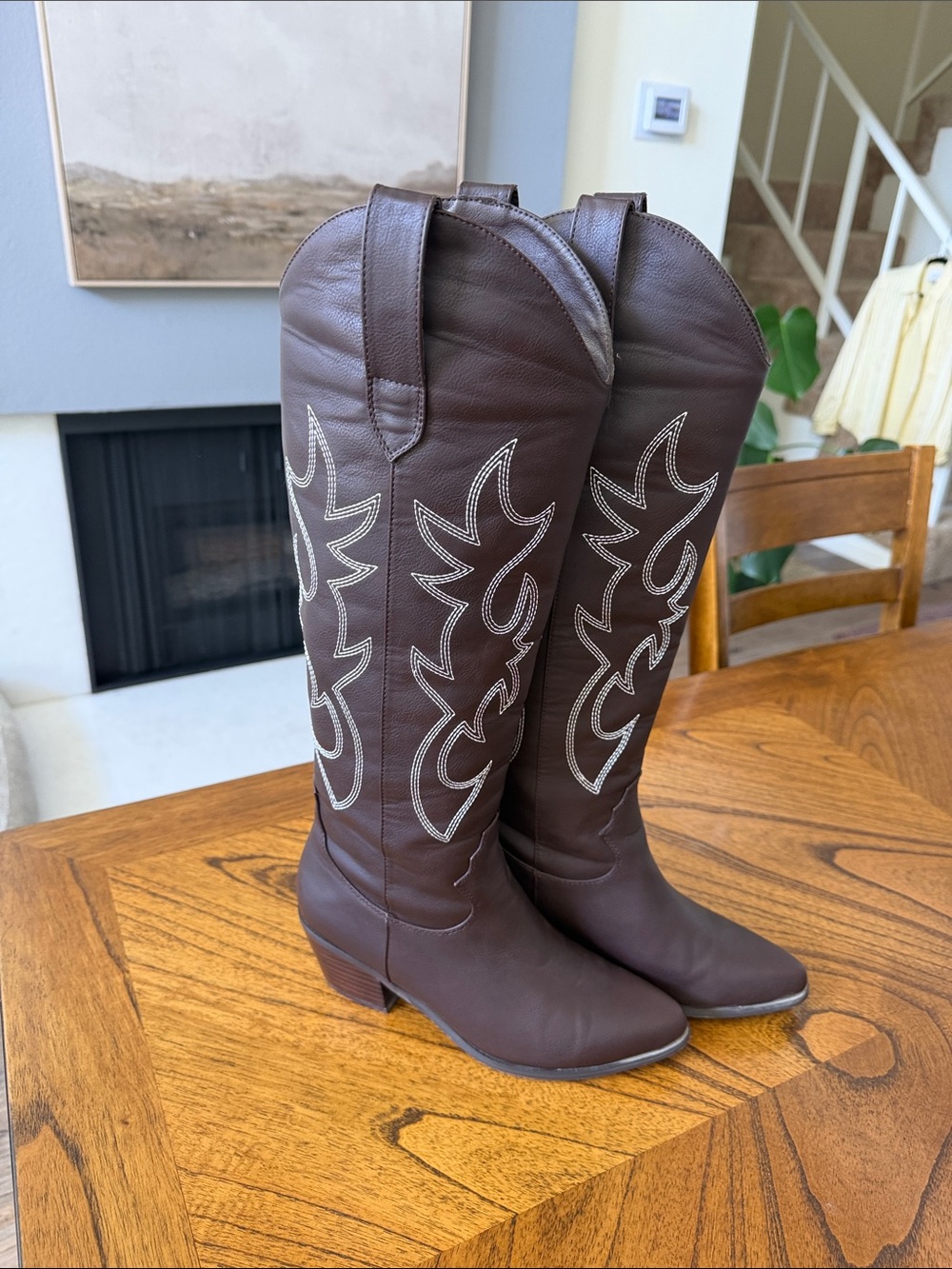 Billini Brown Western Knee-High Heeled Boots